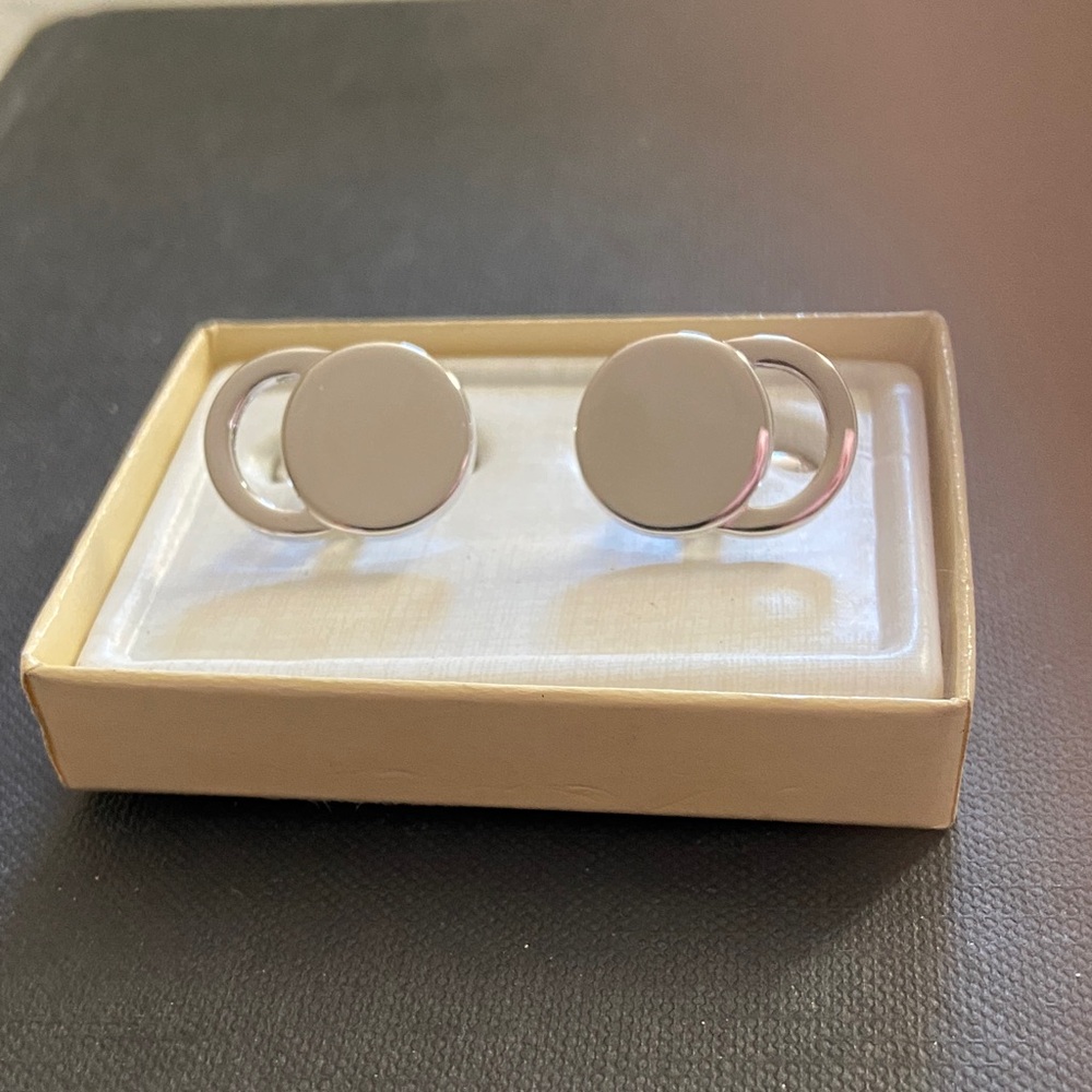 Vintage 60s 1960s MCM Mid Century Modern Silver tone Circular round Cufflinks